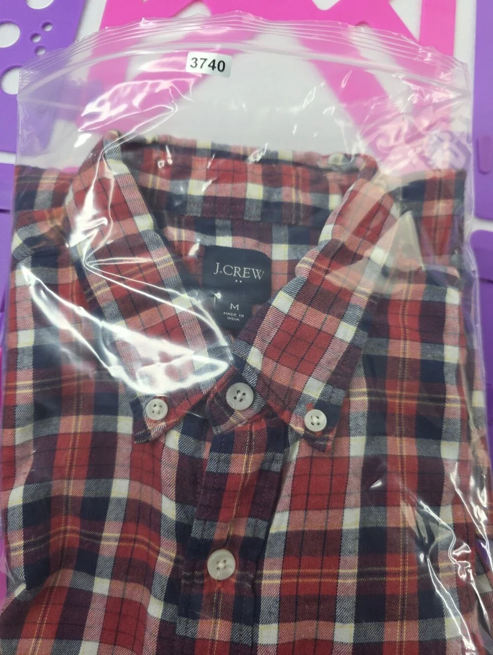 J.Crew Men's Re-Imagined Red Plaid Button Down Shirt Size Medium A-3740